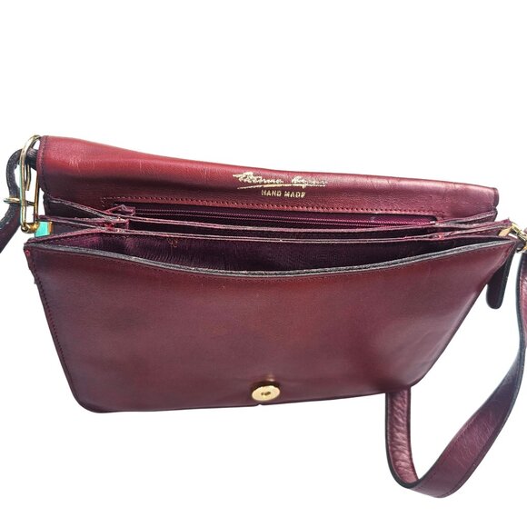 Vintage Etienne Aigner Burgundy Leather Accordion Purse Gold-Tone Hardware - Picture 10 of 15